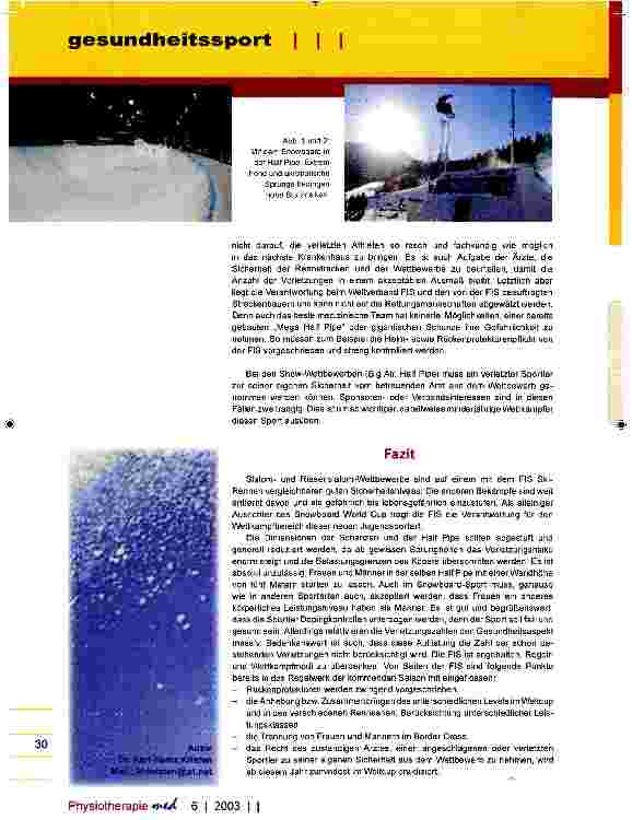 Vorschauseite 2: Snowboard-Weltmeisterschaft 2003 Eine sportmedizinische Betrachtung