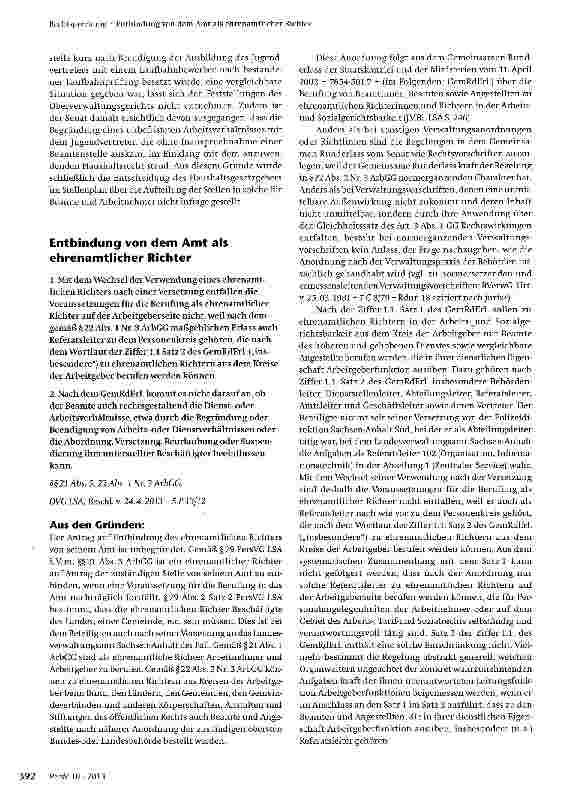 Vorschauseite 1: Entbindung von dem Amt als ehrenamtlicher Richter