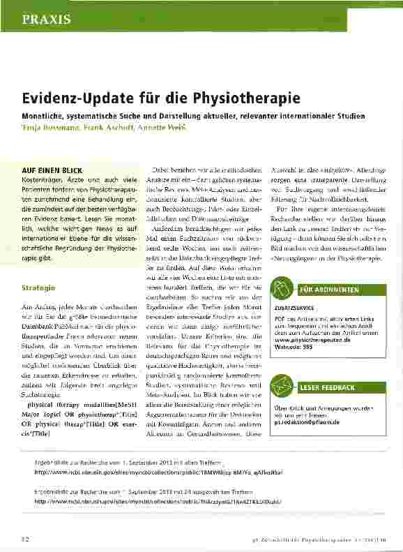 Vorschauseite 1: Evidenz-Update für die Physiotherapie