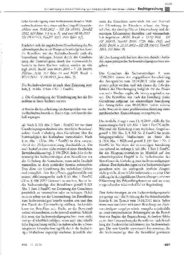 Vorschauseite 3: Zur Genehmigung der (weiteren) Unterbringung in einem psychiatrischen Krankenhaus - Zeitablauf BGB § 1906 Abs. 1 Nr. 2; FamFG § 321 Abs. 1 Satz 1 und 2; GG Art. 103 Abs. 1