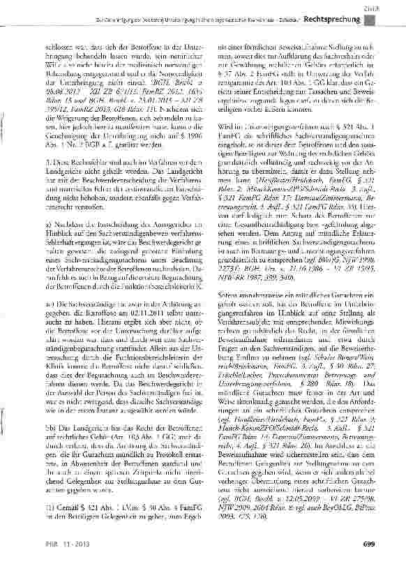 Vorschauseite 5: Zur Genehmigung der (weiteren) Unterbringung in einem psychiatrischen Krankenhaus - Zeitablauf BGB § 1906 Abs. 1 Nr. 2; FamFG § 321 Abs. 1 Satz 1 und 2; GG Art. 103 Abs. 1