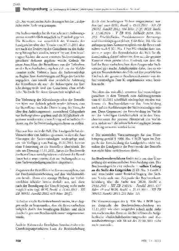 Vorschauseite 6: Zur Genehmigung der (weiteren) Unterbringung in einem psychiatrischen Krankenhaus - Zeitablauf BGB § 1906 Abs. 1 Nr. 2; FamFG § 321 Abs. 1 Satz 1 und 2; GG Art. 103 Abs. 1