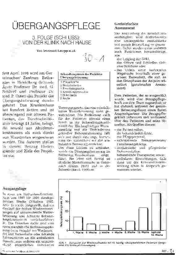 Vorschauseite 1: Übergangspflege 3.Folge (Schluß):Von der Klinik nach Hause