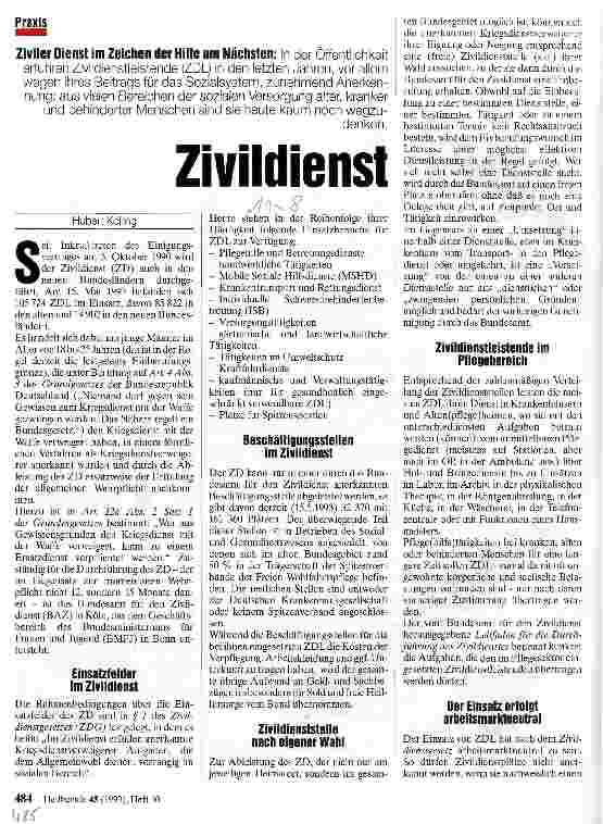 Vorschauseite 1: Zivildienst Ziviler Dienst im Zeichen der Hilfe am Nächsten