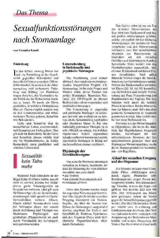 Vorschauseite 1: Sexualfunktionsstörungen nach Stomaanlage