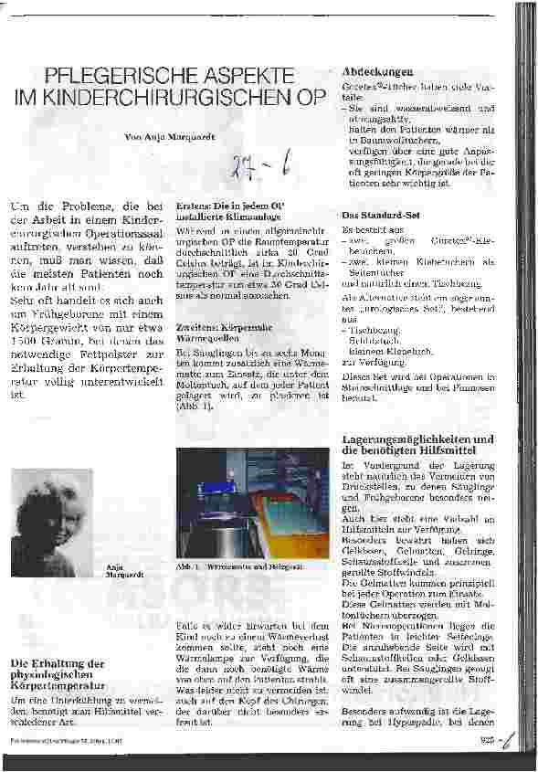 Vorschauseite 1: Pflegerische Aspekte im Kinderchirurgischen OP