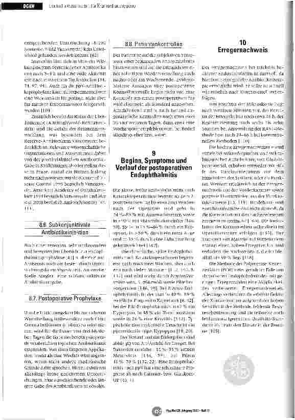 Vorschauseite 6: Leitlinie zur Prophylaxe und Therapie von Endophthalmitiden