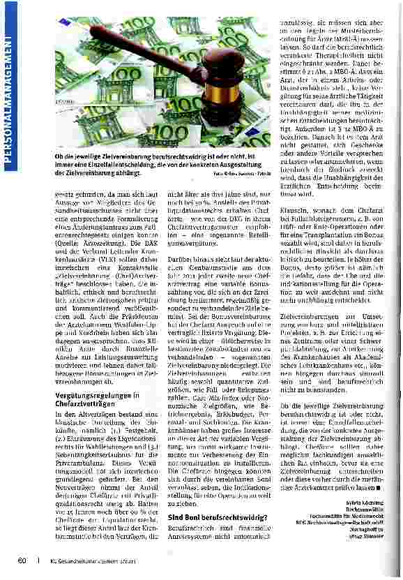 Vorschauseite 2: Im Blickpunkt: Bonusregelungen in Chefarztverträgen
