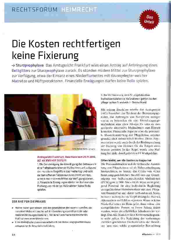 Vorschauseite 1: Die Kosten rechtfertigen keine Fixierung