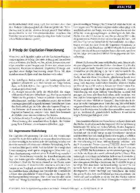 Vorschauseite 3: Die Capitation-Finanzierung in der Schweiz