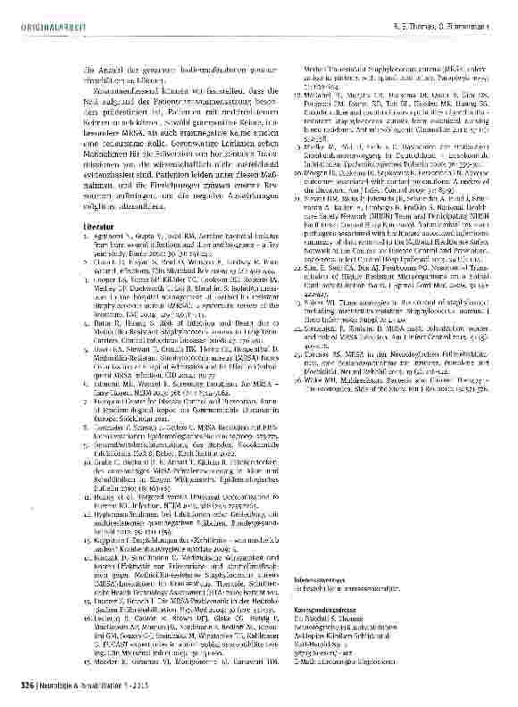 Vorschauseite 6: Erregerspektrum und Resistenzen in einer Einrichtung für Neurologische Frührehabilitation