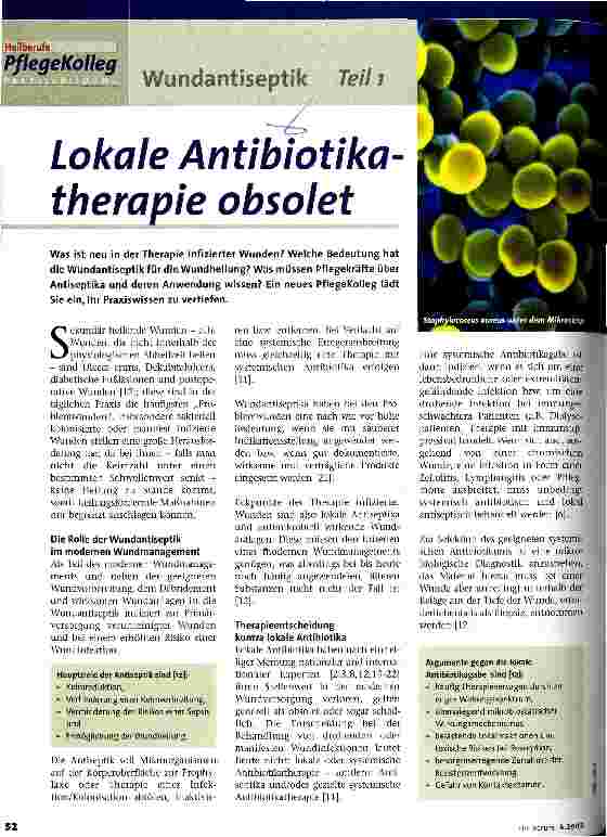 Vorschauseite 1: Lokale Antibiotikatherapie obsolet Wundantiseptik, Teil 1