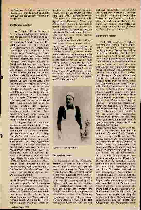 Vorschauseite 3: 1903 - 11. Januar - 1973 Die Gründung der Berufsorganisation der Krankenpflegerinnen