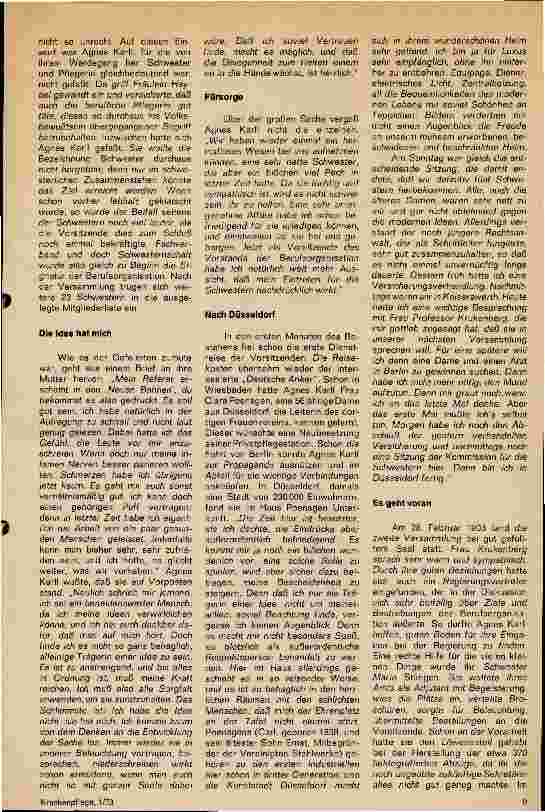 Vorschauseite 5: 1903 - 11. Januar - 1973 Die Gründung der Berufsorganisation der Krankenpflegerinnen