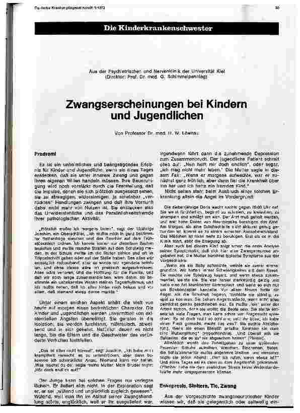 Vorschauseite 1: Zwangserscheinungen bei Kindern und Jugendlichen