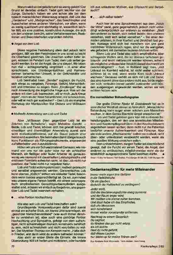 Vorschauseite 2: Lob und Tadel im Umgang miteinander