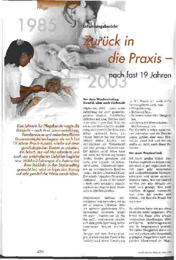 Vorschauseite 1: Zurück in die Praxis - nach fast 19 Jahren