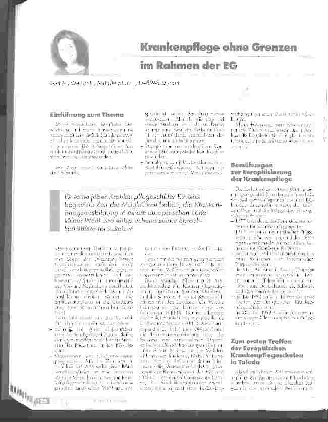 Vorschauseite 1: Krankenpflege ohne Grenzen im Rahmen der EG