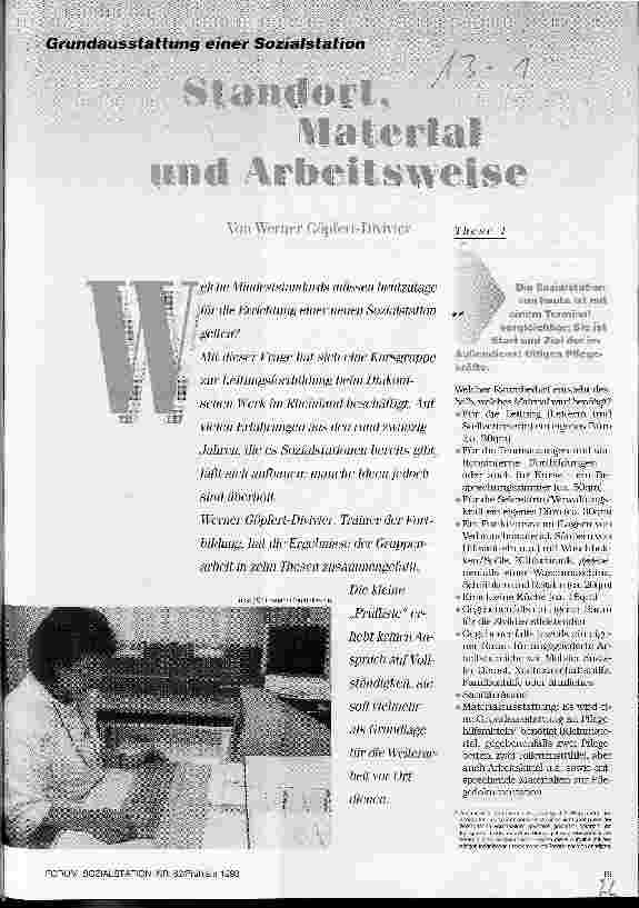 Vorschauseite 1: Standort, Material und Arbeitsweise Grundausstattung einer Sozialstation - 10 Thesen