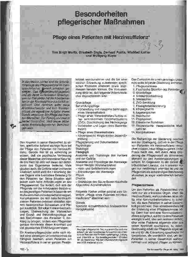 Vorschauseite 1: Besonderheiten pflegerischer Maßnahmen Pflege eines Patienten mit Herzinsuffizenz