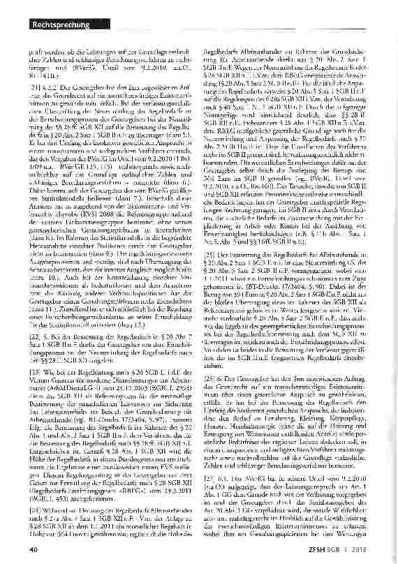 Vorschauseite 4: Neuermittlung des Regelbedarfs für Alleinstehende verfassungsgemäß; Gestaltungsspielraum des Gesetzgebers; transparentes und sachgerechtes Verfahren bei Bemessung des Regelbedarfs…