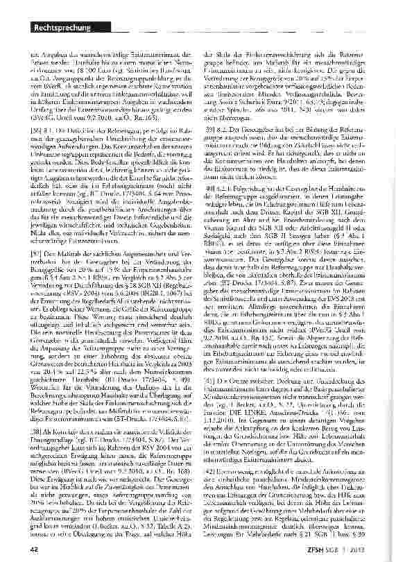 Vorschauseite 6: Neuermittlung des Regelbedarfs für Alleinstehende verfassungsgemäß; Gestaltungsspielraum des Gesetzgebers; transparentes und sachgerechtes Verfahren bei Bemessung des Regelbedarfs…