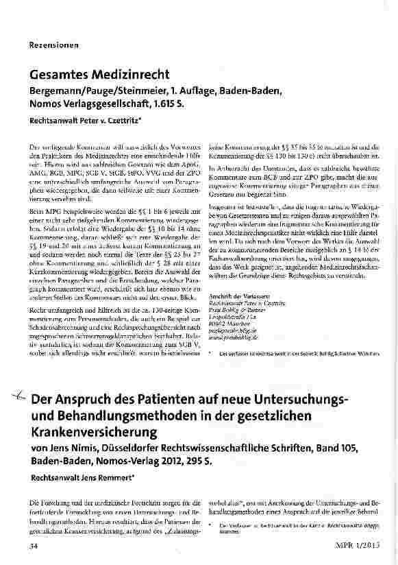 Vorschauseite 1: Der Anspruch des Patienten auf neue Untersuchungsund Behandlungsmethoden in der gesetzlichen Krankenversicherung