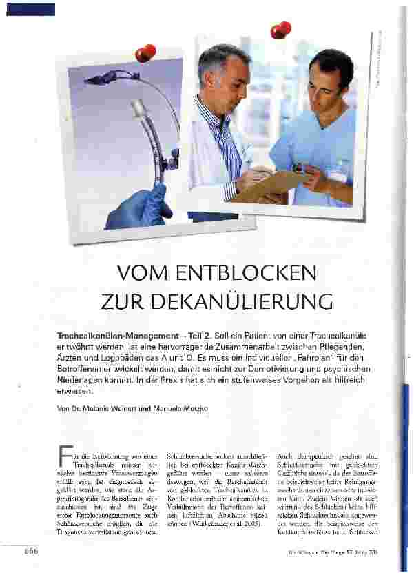 Vorschauseite 1: VOM ENTBLOCKEN ZURDEKANÜLIERUNG