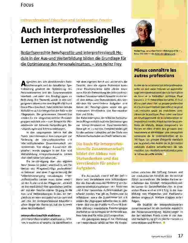 Vorschauseite 1: Auch interprofessionelles Lernen ist notwendig