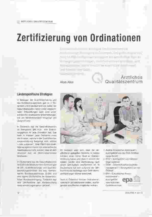 Vorschauseite 1: Zertifizierung von Ordinationen