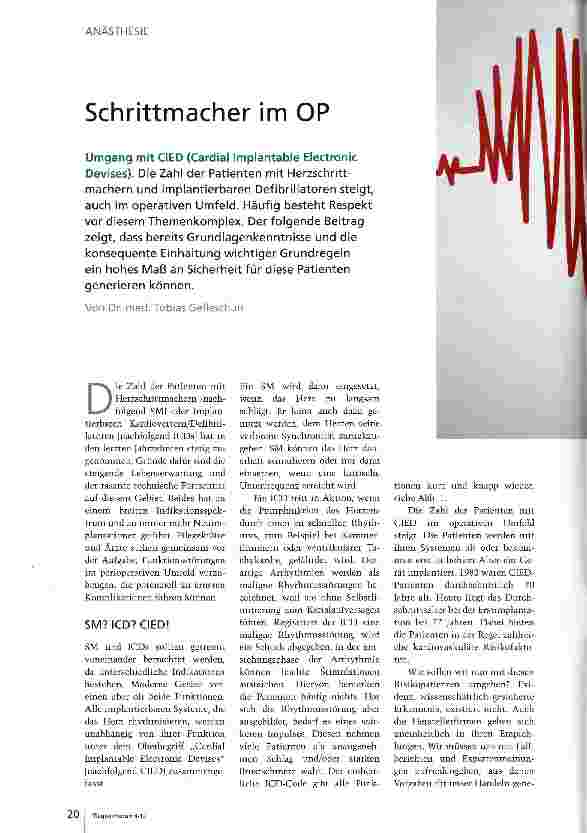 Vorschauseite 1: Schrittmacher im OP