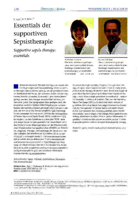 Vorschauseite 1: Essentials der supportiven Sepsistherapie
