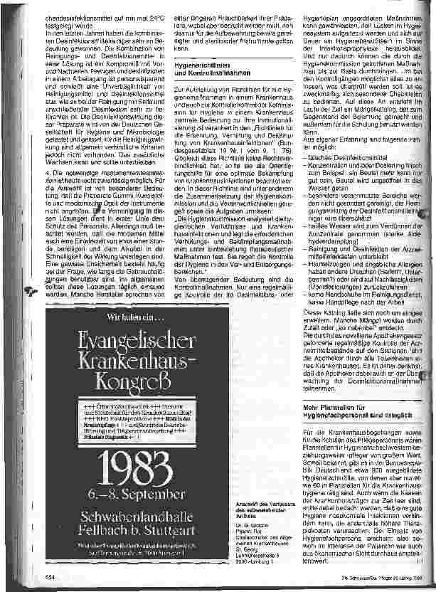 Vorschauseite 3: Sinnvolle Hygienemaßnahmen zur Verhütung von Krankenhausinfektionen aus der Sicht eines Krankenhausapothekers