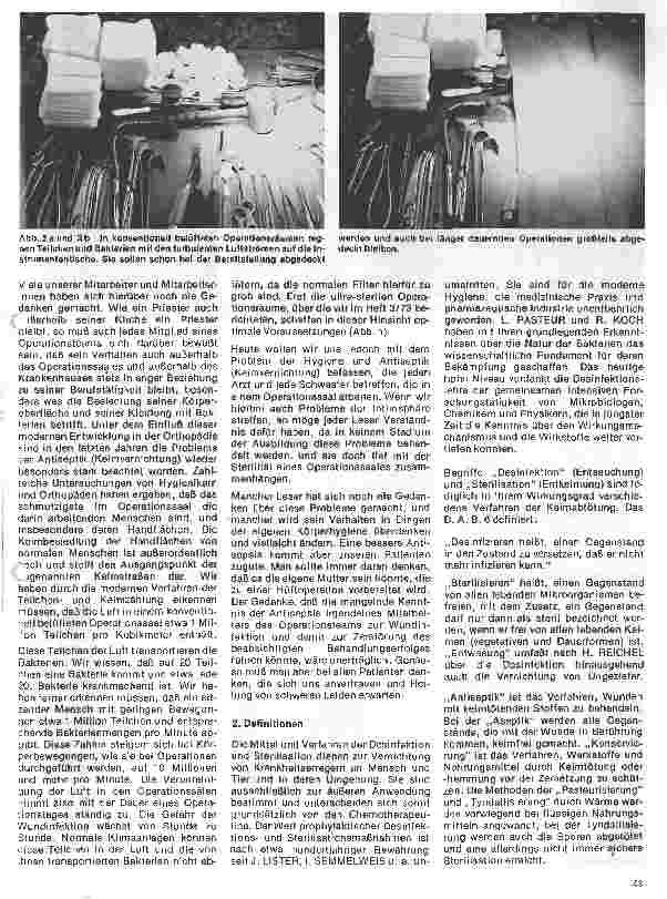 Vorschauseite 2: Moderne Entwicklung in der Orthopädie 4. Folge: Antiseptika und Asepsis