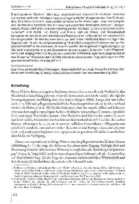 Vorschauseite 2: Implementierungsund Disseminationswis-senschaft - Konzeptionelle Analyse von Gaps zwischen Wissenschaft, Politik und Praxis