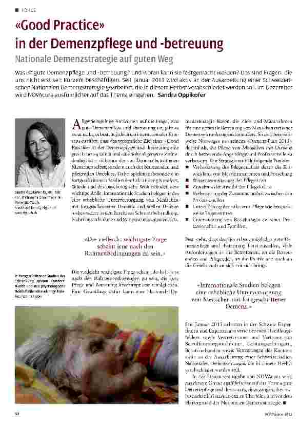 Vorschauseite 1: «Good Practice» in der Demenzpflege und -betreuung