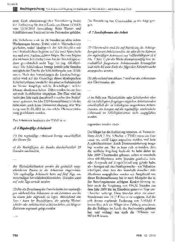 Vorschauseite 2: Zum Anspruch auf Vergütung von Überstunden bei Wechselschichtund Schichtarbeit im TVöD