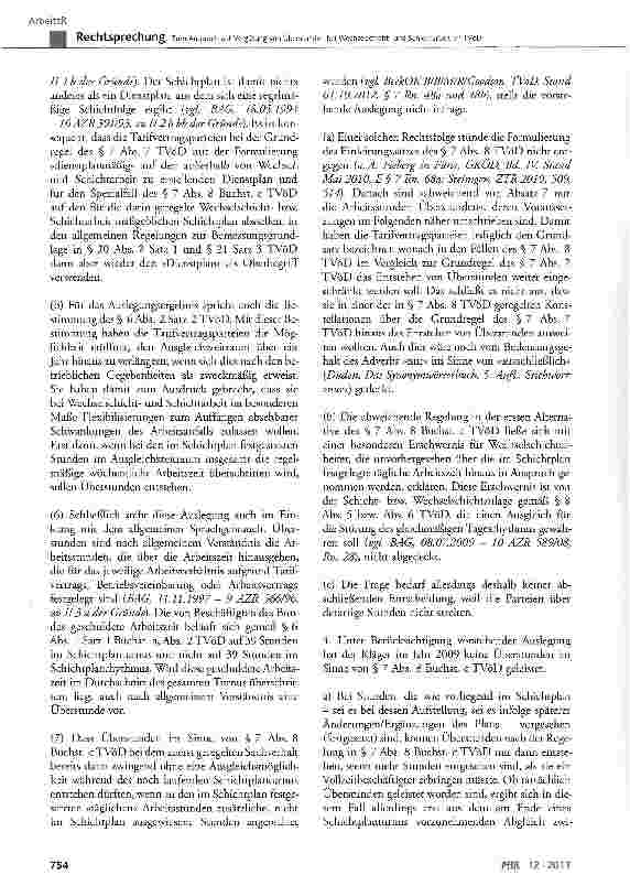 Vorschauseite 6: Zum Anspruch auf Vergütung von Überstunden bei Wechselschichtund Schichtarbeit im TVöD