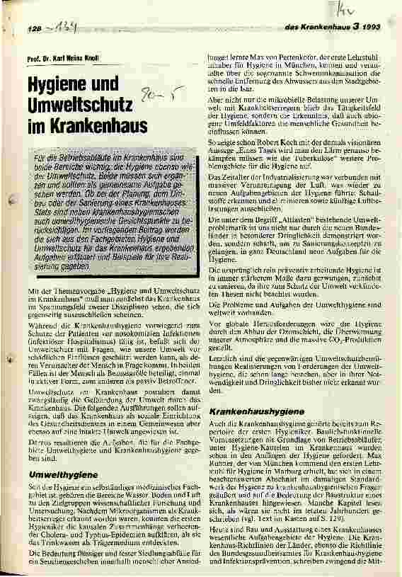 Vorschauseite 1: Hygiene und Umweltschutz im Krankenhaus