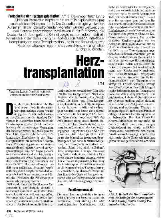Vorschauseite 1: Herztransplantation Fortschritte der Herztransplantation 1. Teil