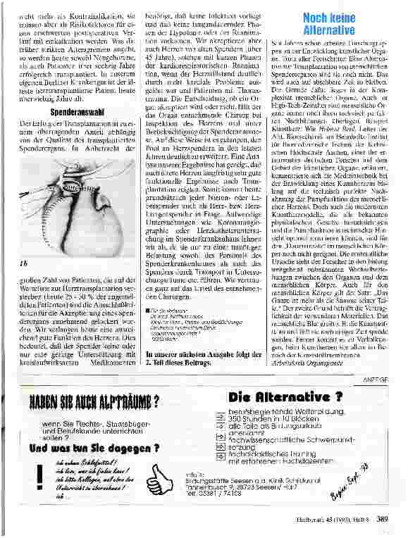 Vorschauseite 2: Herztransplantation Fortschritte der Herztransplantation 1. Teil