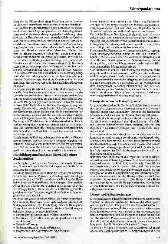 Vorschauseite 2: Qualifizierung von Pflegekräften für die Betreuung psychisch veränderter Alter, Psychogeriatrische Zusatzkräfte