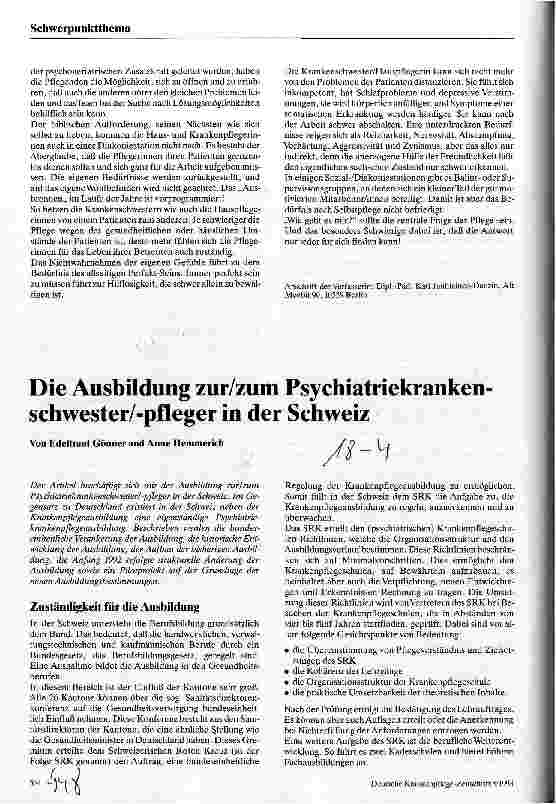 Vorschauseite 3: Qualifizierung von Pflegekräften für die Betreuung psychisch veränderter Alter, Psychogeriatrische Zusatzkräfte