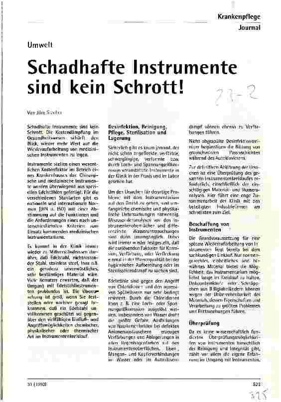 Vorschauseite 1: Schadhafte Instrumente sind kein Schrott!