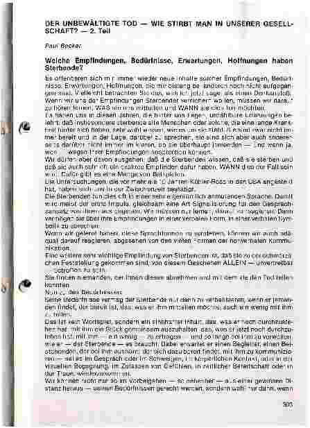 Vorschauseite 1: Der unbewältigte Tod - wie stirbt man in unserer Gesellschaft? Teil 2