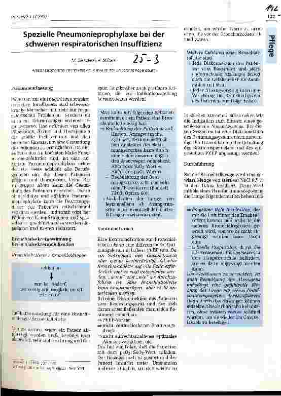 Vorschauseite 1: Spezielle Pneumonieprophylaxe bei der schweren respiratorischen Insuffizienz