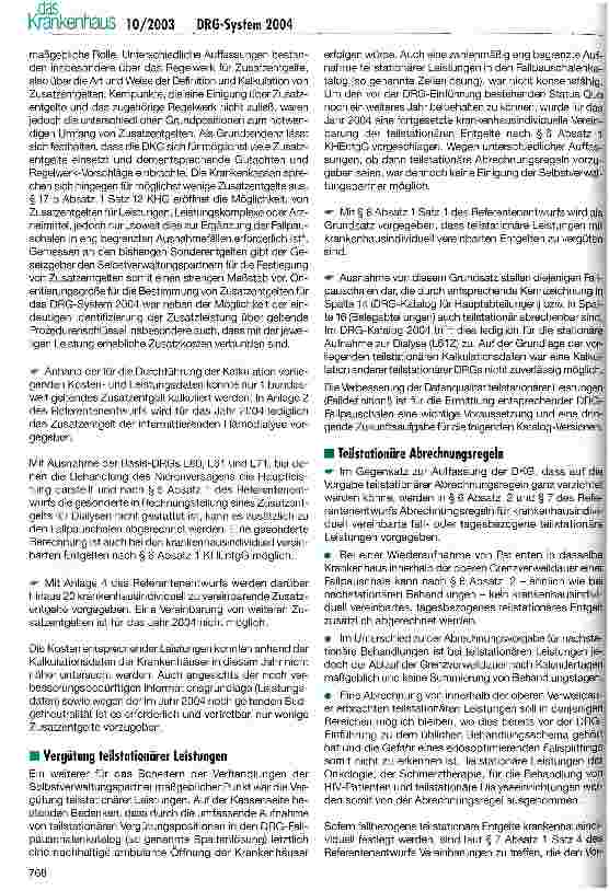 Vorschauseite 3: Ersatzvornahme für das DRG-Fallpauschalensystem 2004