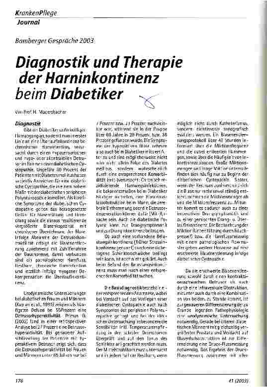 Vorschauseite 1: Diagnostik und Therapie der Harninkontinenz beim Diabetiker