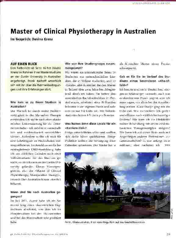 Vorschauseite 1: Master of Clinical Physiotherapy in Australien