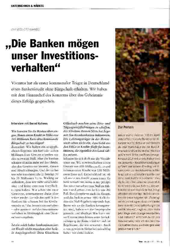 Vorschauseite 1: „Die Banken mögen unser Investitionsverhalten